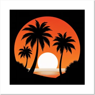 Palm Tree Sunset Posters and Art